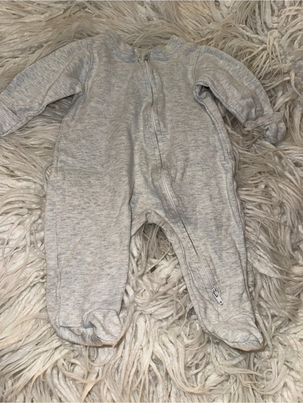 Neutral Gray Baby Footed One-Piece Zippered Sleeper